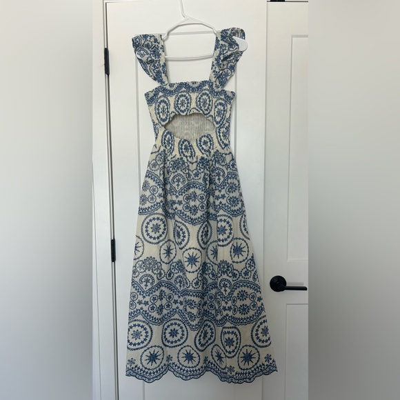 Zara ruffle sleeve embroidered maxi dress - Picture 5 of 7